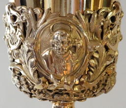 Ornate French antique solid silver gilt Baroque Chapel Set